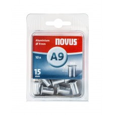 NOVUS BLINDKLINKMOER M6 X 15MM, ALU SB, 10 ST.