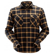 ALLROUNDWORK, LICHT FLANELLEN SHIRT , ZWART - COGNAC (0412), M