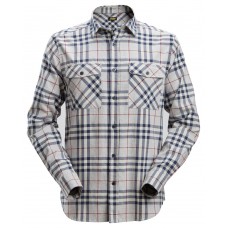 ALLROUNDWORK, LICHT FLANELLEN SHIRT , LICHTGRIJS - CHILI ROOD (0716), L