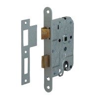 1269/4-50 DR.1+3 BULK PER 10 DEURSLOT, DM50MM, PC55MM, KRUKGAT 8MM, VOORPLAAT STAAL GELAKT 20X174MM AFGEROND, MESSING DAG- EN NACHTSCHOOT, SLUITPLAAT P 1266, BULKVERPAKKING, PER 10 STUKS VERPAKT, DR