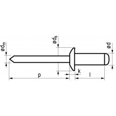 BLINDKLINKNAGEL ALU/ST 6.0X22 25ST (BOOR 6.1) 13-17