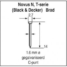 NOVUS NAGELS (SPIJKER) T N/14MM, SB, 1000 ST.