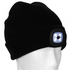 VELAMP LIGHTHOUSE: BEANIE WITH RECHARGEABLE LED HEADLAMP. BLACK
