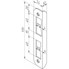 HP 1266/12 DR.1+3 HOEKSLUITPLAAT, STAAL VERZINKT 24X135-12MM AFGEROND