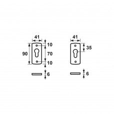 BINNENDEURROZETTEN CURVE PC/90X41X6/ALU. F1/EAN