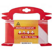 AFZETBAND / AFZETLINT ROOD WIT 50 M