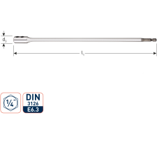 VERLENGSTUK 1/4" E6.3-BIT-AANSLUITING, L=300