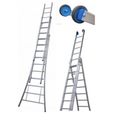 VERHUUR SOLIDE SCHUIF LADDER, 3 X 10 SPORTEN, VRIJSTAAND, GECOAT