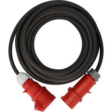 PROFESSIONAL CEE-VERLENGKABEL IP44 MET FASEOMVORMER 10M ZWART H07RN-F 5G4,0 CEE 400V/32A