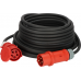 PROFESSIONAL CEE-VERLENGKABEL IP44 MET FASEOMVORMER 25M ZWART H07RN-F 5G4,0 CEE 400V/32A