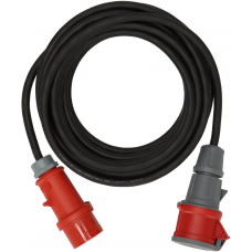 PROFESSIONAL CEE-VERLENGKABEL IP44 MET FASEOMVORMER 25M ZWART H07RN-F 5G2,5 CEE 400V/16A