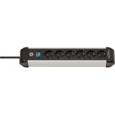 PREMIUM-ALU-LINE STEKKERDOOS MET SCHAKELAAR 6-VOUDIG 3M H05VV-F 3G1,5