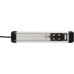 PREMIUM-ALU-LINE STEKKERDOOS MET SCHAKELAAR 6-VOUDIG 3M H05VV-F 3G1,5