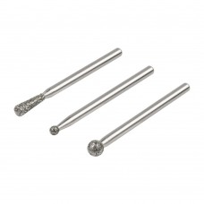 DIAMANTSLIJPSTIFT-SET, KOGEL- EN CILINDERVORMIG, 3-DLG.