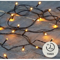 B.O.T. LED LIGHTS 20L/1,5M CLASSIC MET TIMER 6/18U - 50CM AANLOOPSNOER ZWART 3XAA/IP44