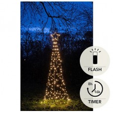 BOOM MET STER 236LED FLASH IP44 TRAFO INCLUSIEF PAAL AFSTANDSBEDIENING EN 6 GRONDPENNEN D70H200CM CLASSIC WARM