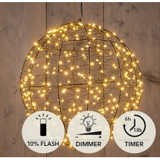 BAL METAAL 300LED FLASH IP44TRAFO MET TIMER EN DIMMER D25CM CLASSIC WARM